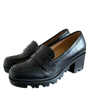 Mudd NEW Vegan 90's Style Chunky Heel Loafer In Black Size 8.5